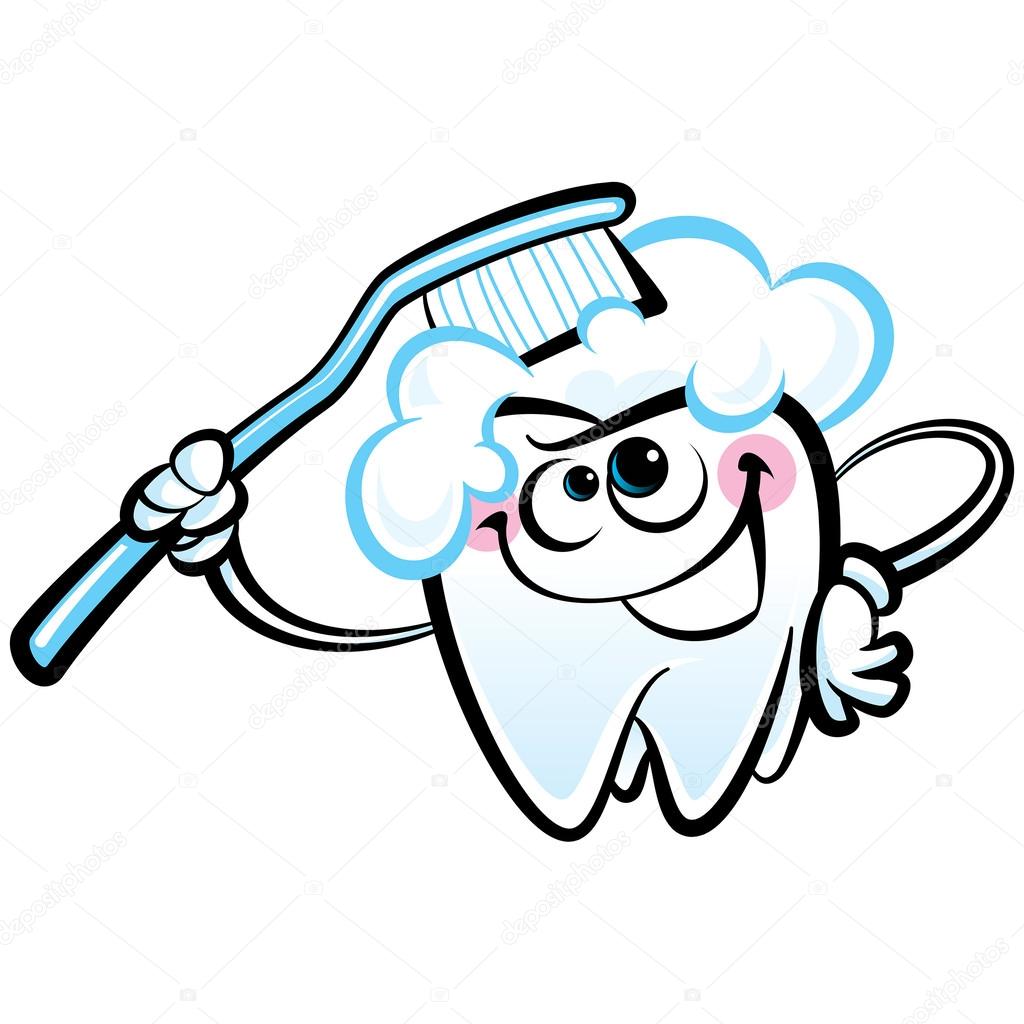 1024x1024 Happy Cartoon White Molaroth Character Washing With Dental