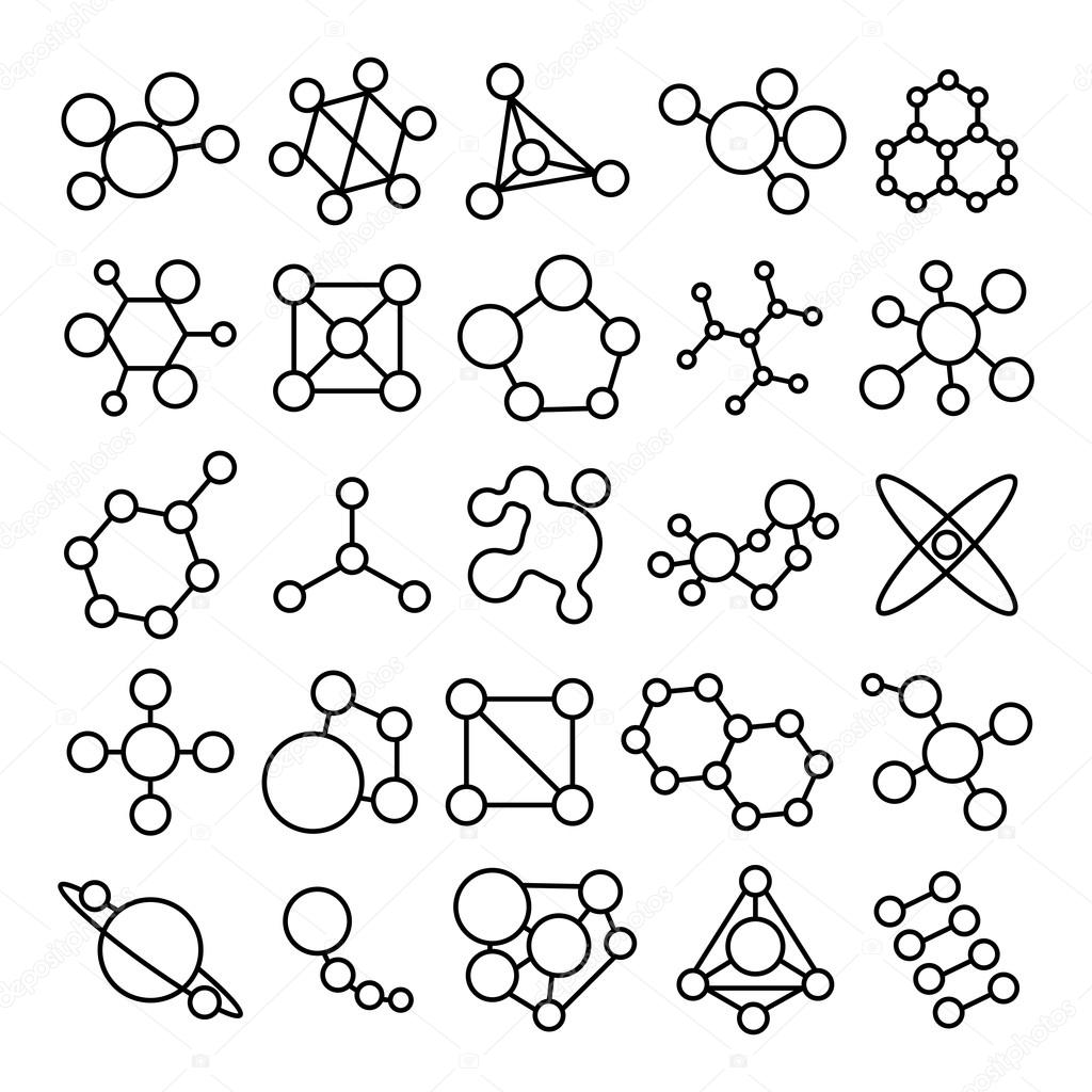 1024x1024 Molecules Icons, Vector Molecules Symbols On White Stock Vector