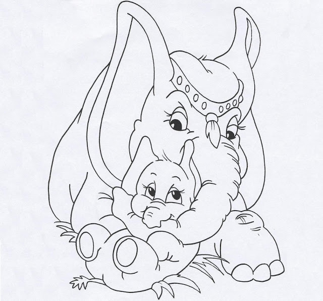 640x596 Colour Drawing Free Wallpaper Elephant Mom Baby Coloring Drawing