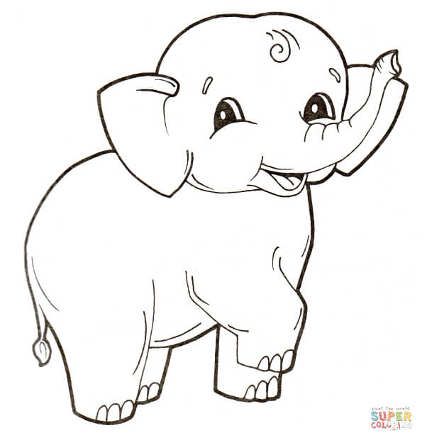 602x628 Baby Elephant With Mother Coloring Page Free Printable Coloring