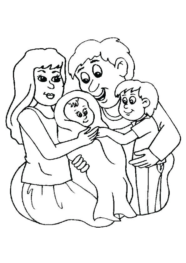 595x841 Pretty Mom And Dad Coloring Pages Print Family Baby Page Sketch