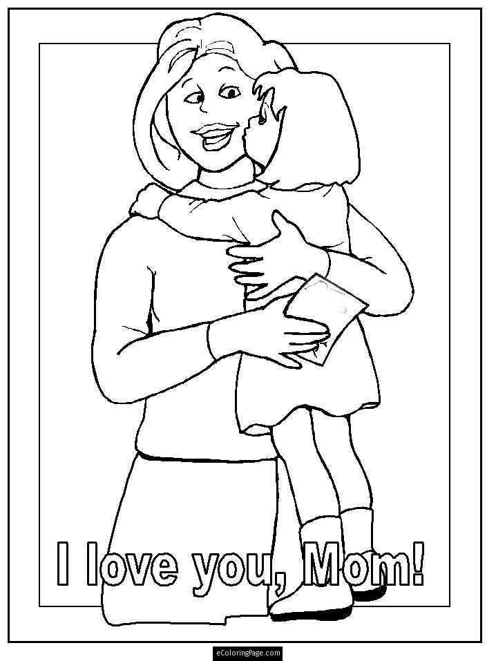 718x957 Mom And Daughter Coloring Pages Kissing A Happy Mothers Day Card