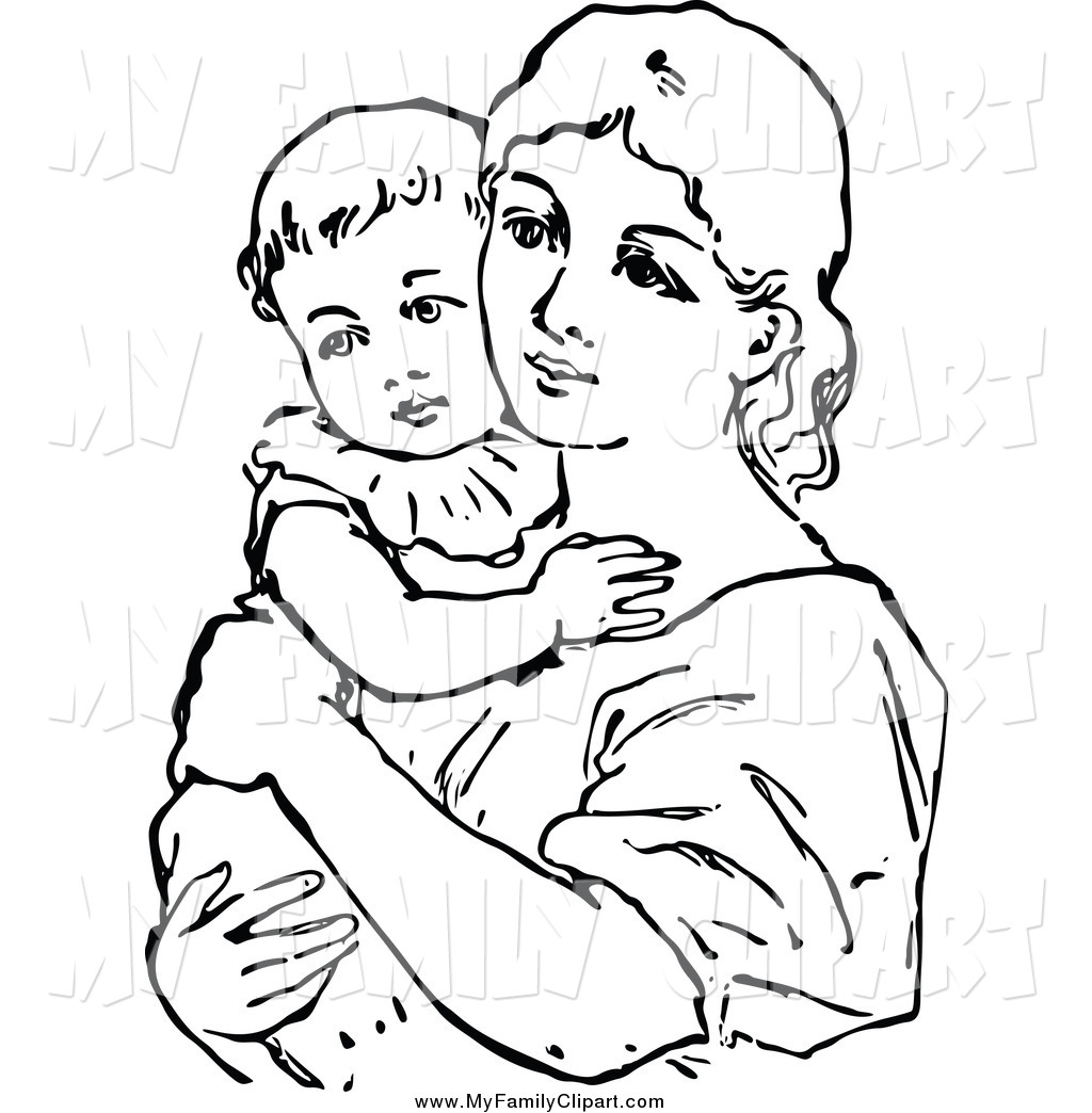1024x1044 Mother And Baby Clipart Black And White