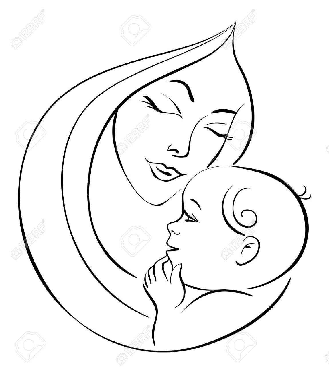 1149x1300 Mother And Child Drawing Images Mother And Baby Royalty Free