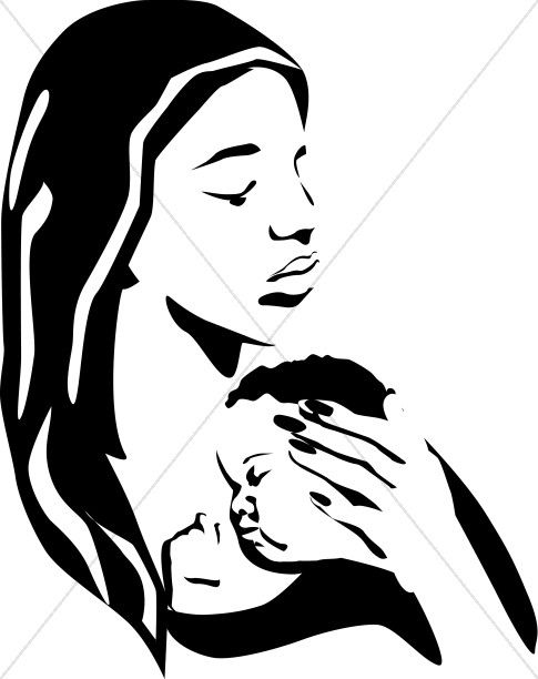 485x612 Mother Holding Sleeping Baby Bw Mother's Day Clipart