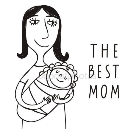 450x450 Mother Holding A Baby Sketch Stock Vector Coline