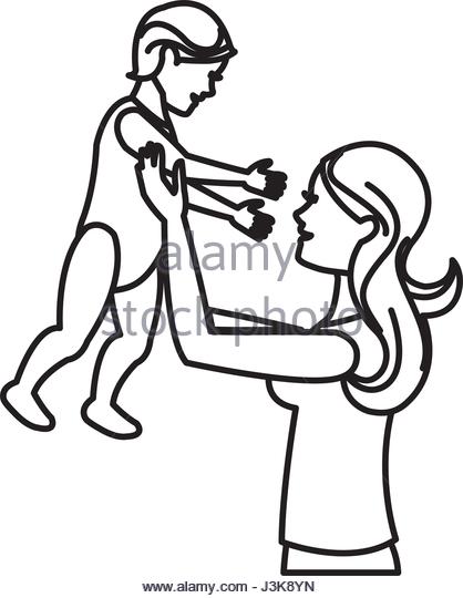 418x540 Cartoon Mother Holding Son Stock Photos Amp Cartoon Mother Holding