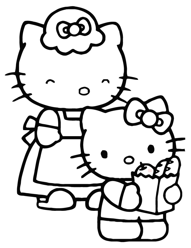 670x867 Hello Kitty Shopping With Mommy Coloring Page H Amp M Coloring Pages