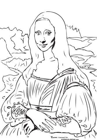334x480 Mona Lisa (La Gioconda) By Leonardo Da Vinci Coloring Page Free