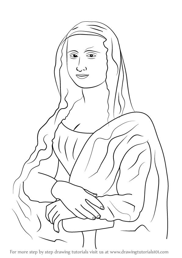597x844 Learn How To Draw Mona Lisa (Famous Paintings) Step By Step