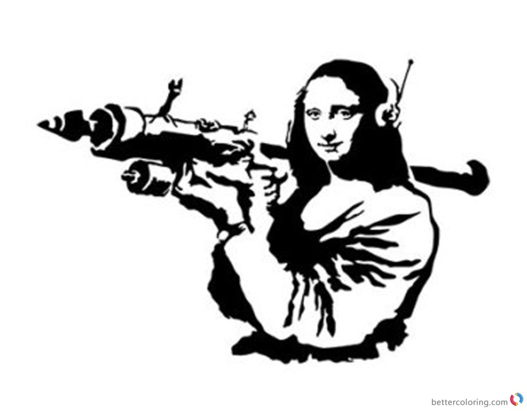 1024x800 Mona Lisa Coloring Pages With Weapon
