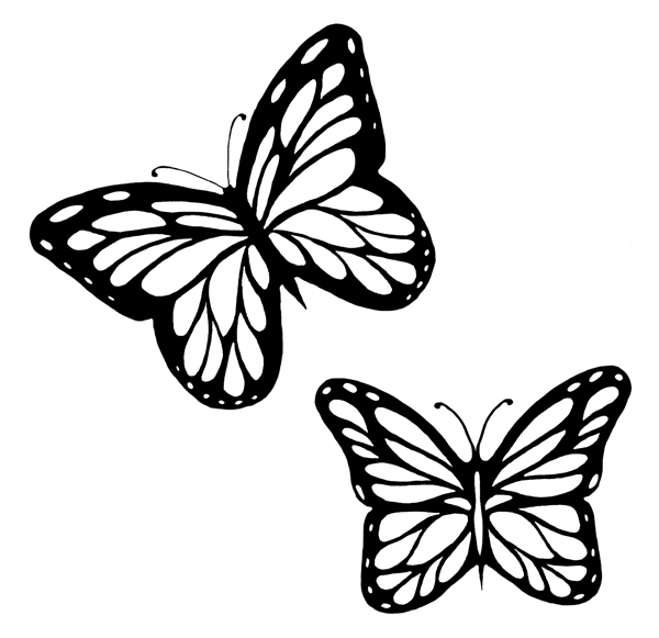600x581 Monarch Butterfly Outline
