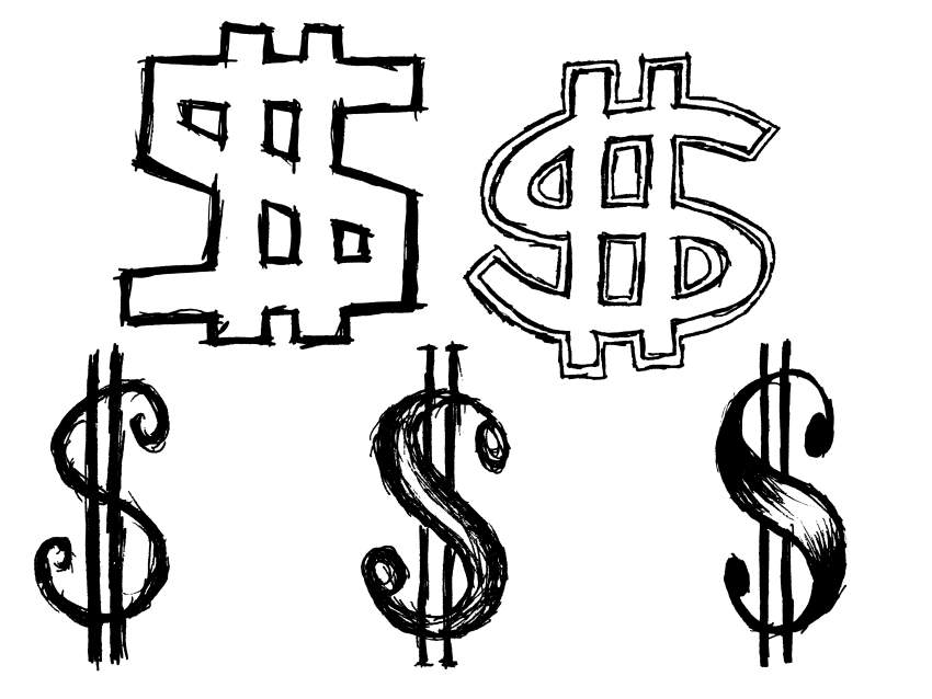 850x638 5 Dollar Sign Money Drawing (Png Transparent)