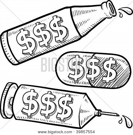 450x456 Dollar Sign Alcohol Drugs Sketch Vector Amp Photo Bigstock
