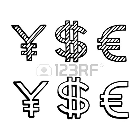 450x450 Hand Draw Doodle Sketch Money Icon, Dollar Euro Sign Royalty Free