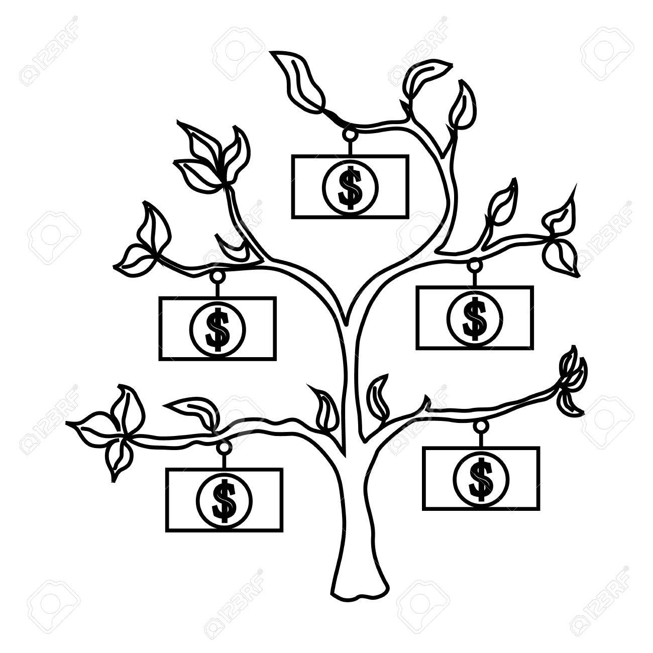 1300x1300 Money Tree Icon In Outline Style On A White Background Royalty