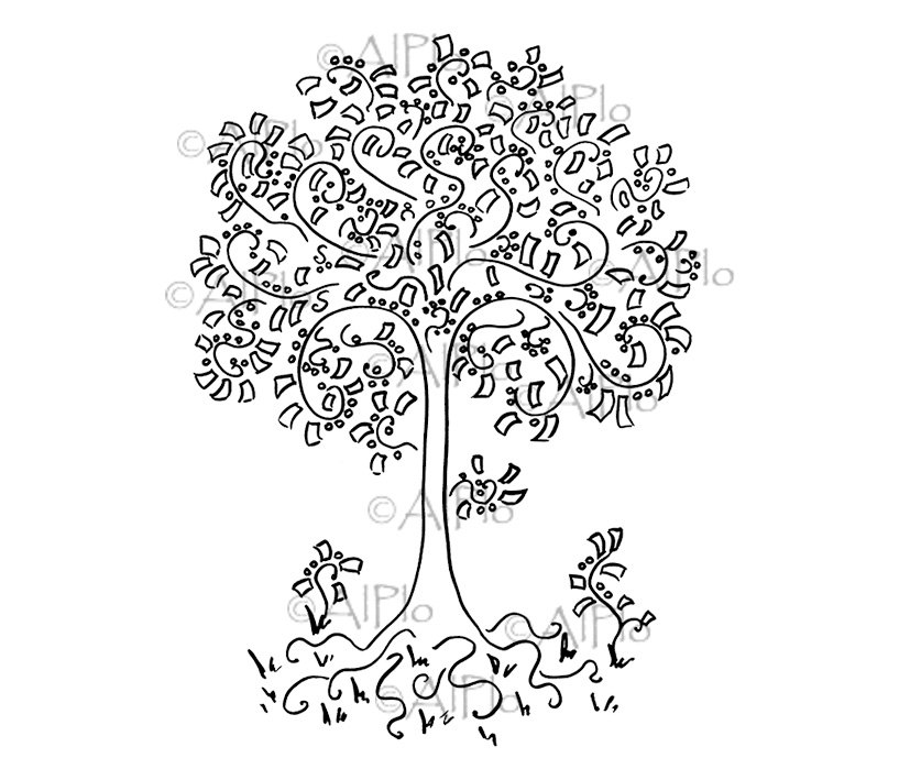 827x709 Digital Money Tree Coins Dollars Floral Landscape Drawing