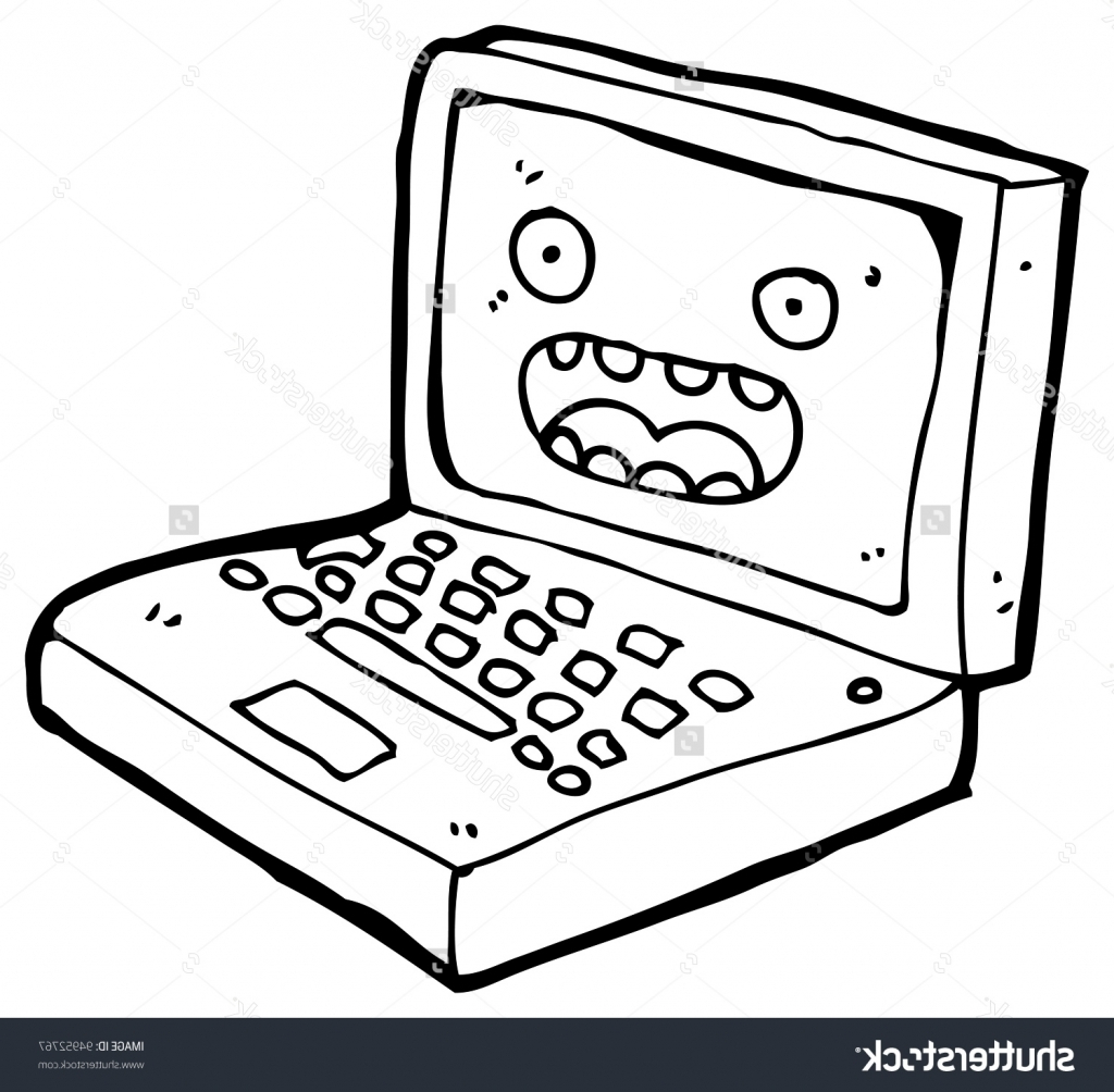 1024x1004 Cartoon Drawing On Computer Monitor By Lal Perera Toon Vectors