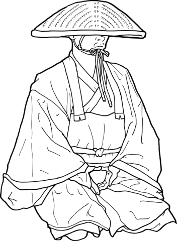 352x480 Japanese Buddhist Monk Coloring Page Free Printable Coloring Pages
