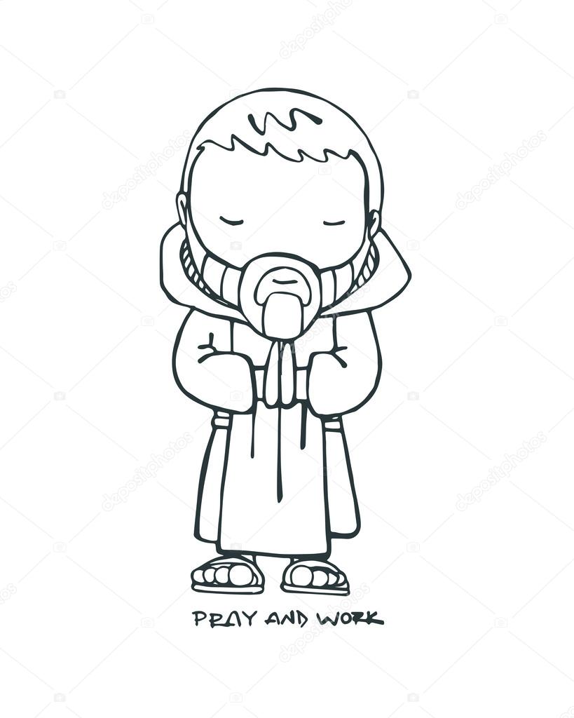 819x1024 Benedictine Monk Drawing Stock Vector Bernardojbp