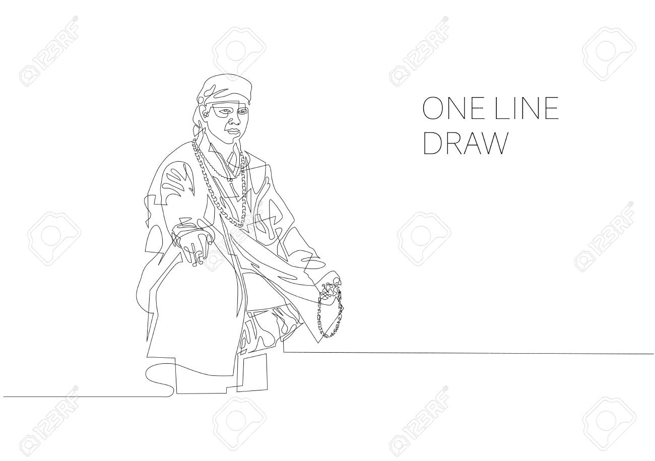 1300x915 Continuous One Line Modern Drawing Of Buddhist Monk Royalty Free