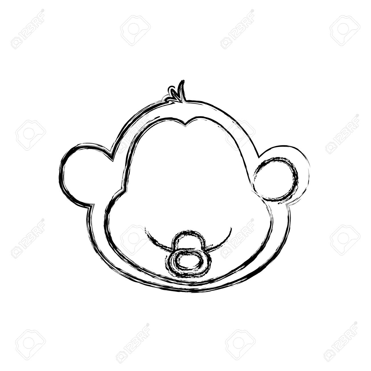 1300x1300 Monkey Cartoon Drawing Animal Vector Icon Illustration Faceless