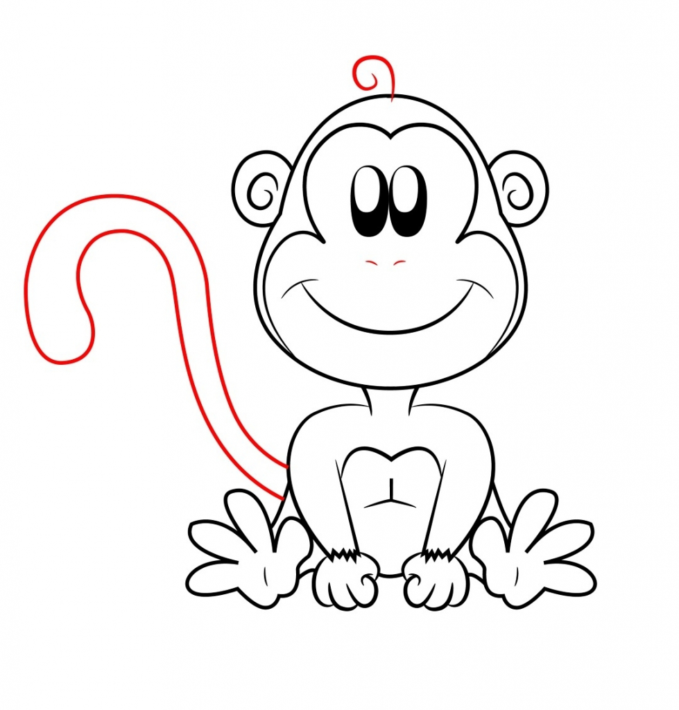 979x1024 Cartoon Drawing Of A Monkey Cartoon Drawings Of Monkeys Drawing