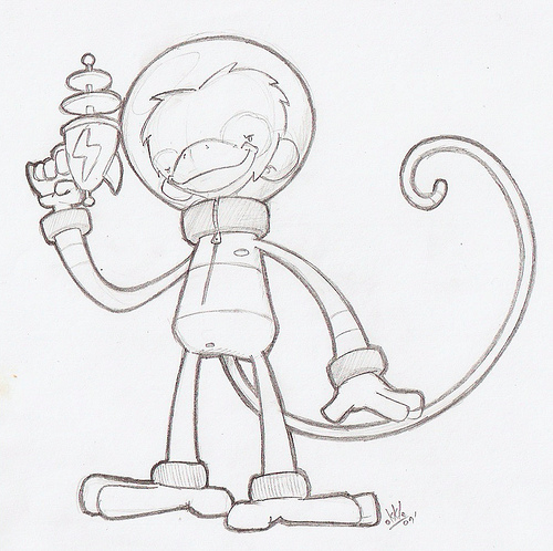 500x498 Space Monkey Pose Sketch
