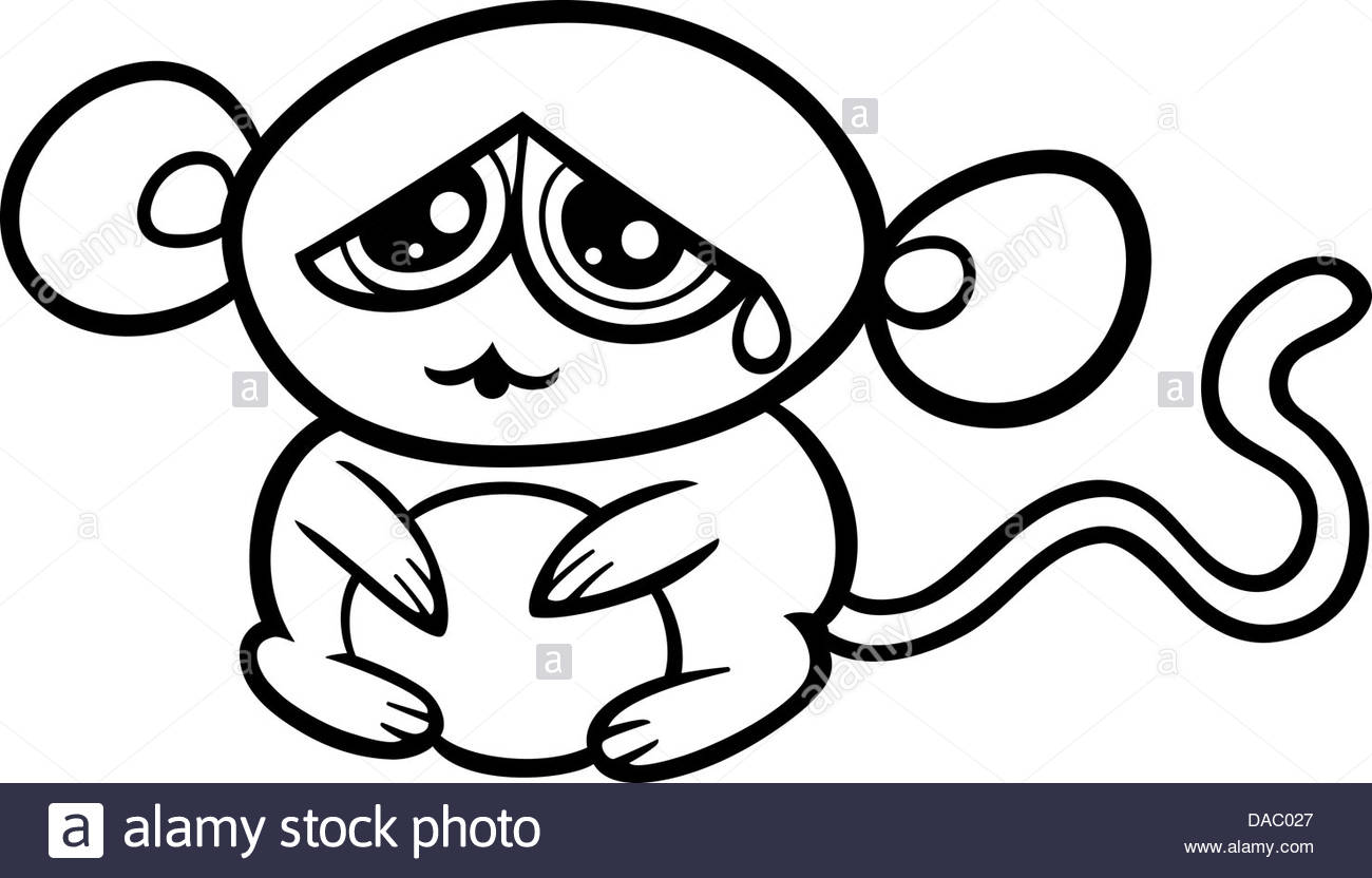 1300x832 Black And White Cartoon Illustration Of Kawaii Style Cute Sad