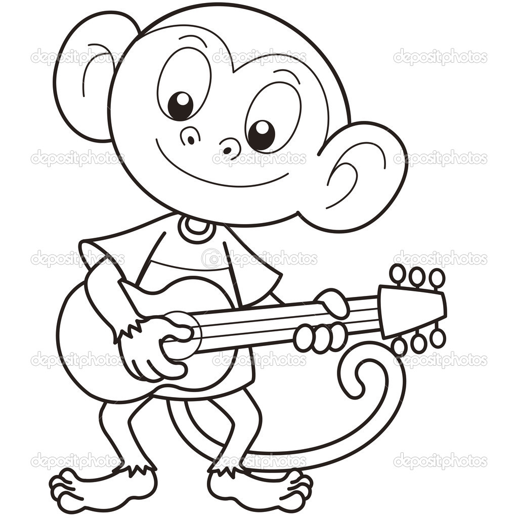 1024x1024 Cartoon Monkey Drawing Cartoon Monkey Playing A Guitar Stock