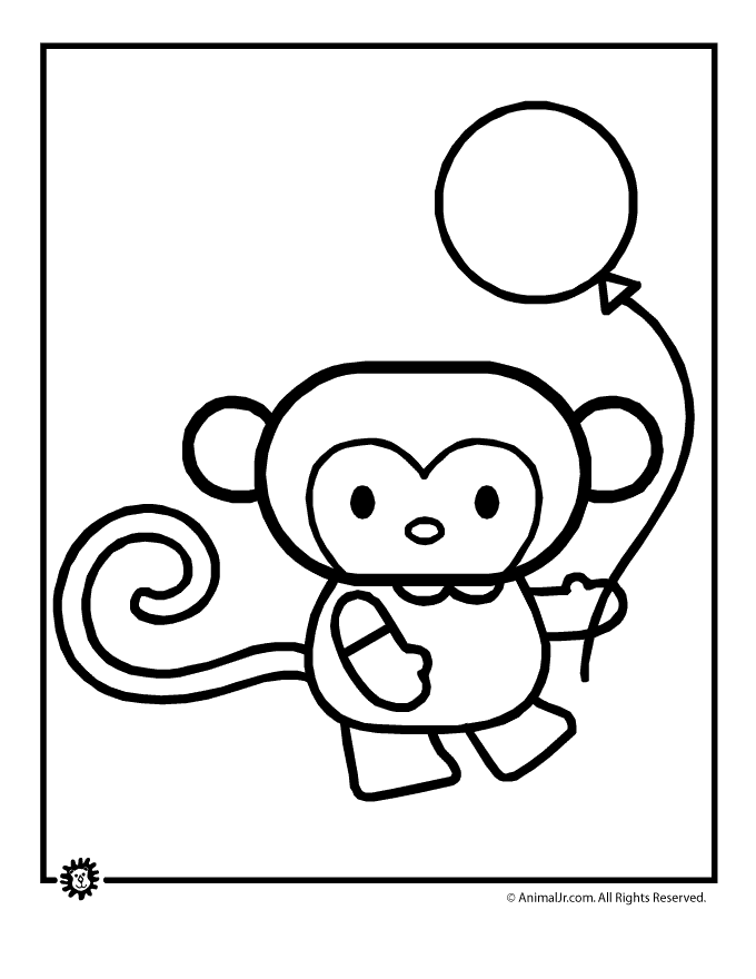 680x880 Cute Animal Coloring Page Monkey Animal Jr.