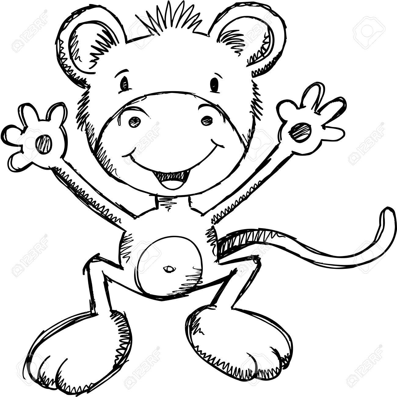 1300x1298 Cute Sketch Monkey Vector Illustration Art Royalty Free Cliparts