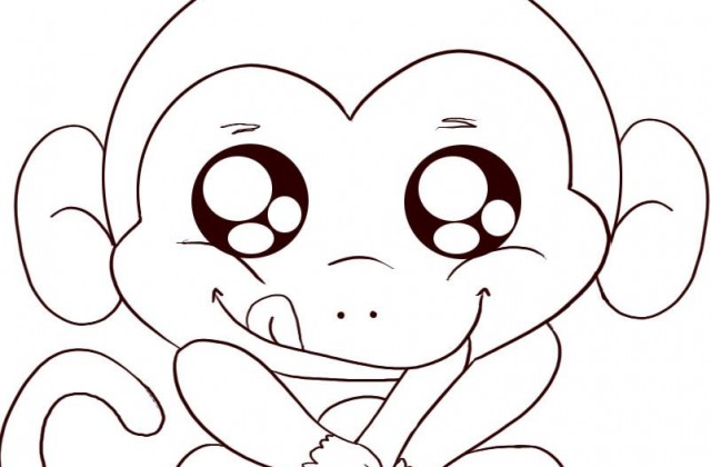 640x420 How To Draw A Baby Monkey Step By Forest Animals Free Drawing Cute