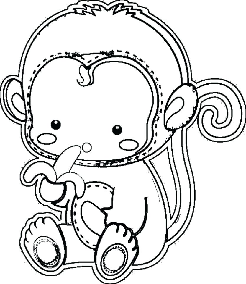 834x960 Coloring Baby Monkey Coloring Pages Sitting Page Cute Cartoon