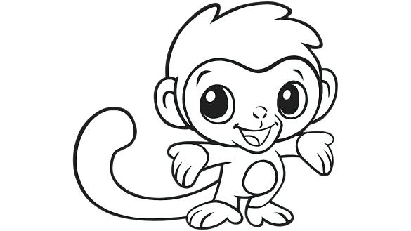 585x329 Coloring Pages Cute Monkeys A Baby Monkey Sitting Page Of We Are