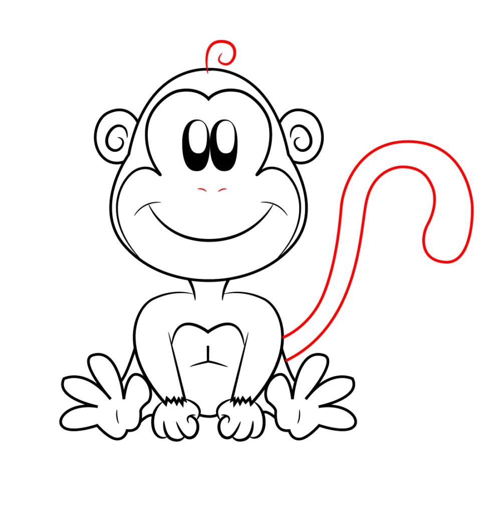 980x1024 How To Draw A Cartoon Monkey Online Drawing Lessons