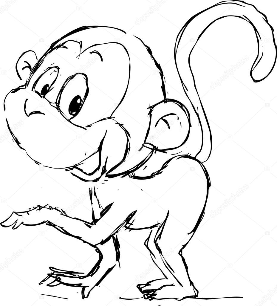 929x1024 Sketch Cute Monkey