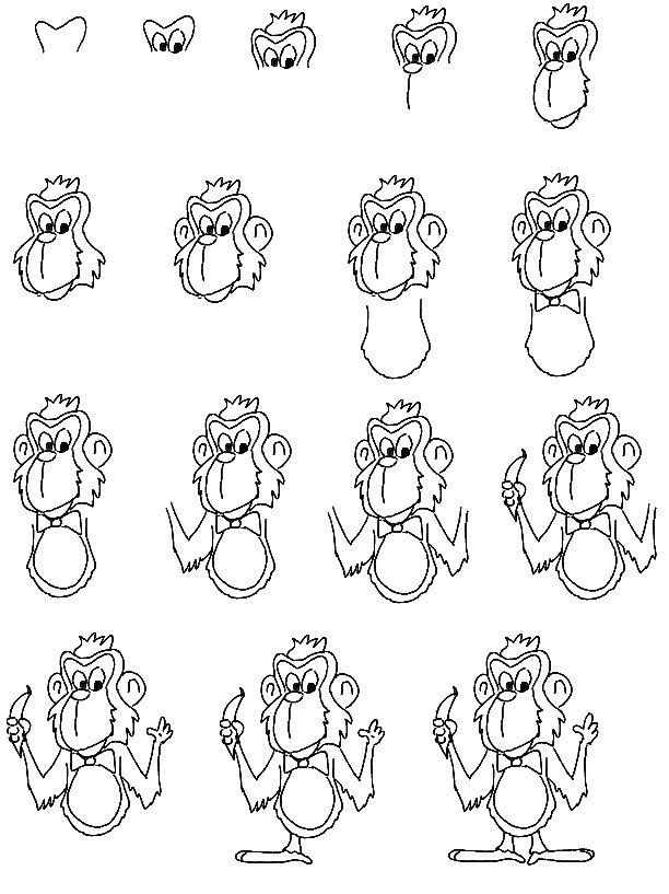 612x817 How To Draw A Monkey Step By Step Art Instruction