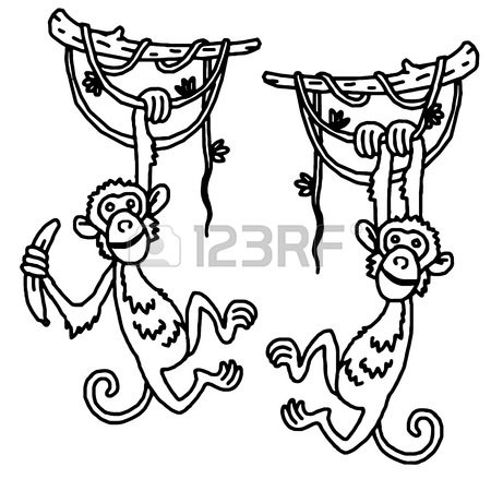450x450 Cute Baby Monkey Hanging On Tree Royalty Free Cliparts, Vectors