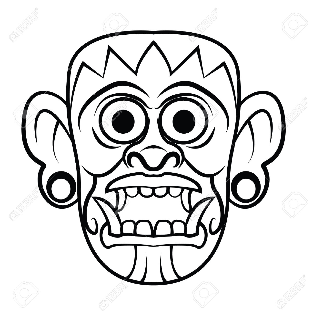 1283x1300 Drawn Totem Pole Monkey