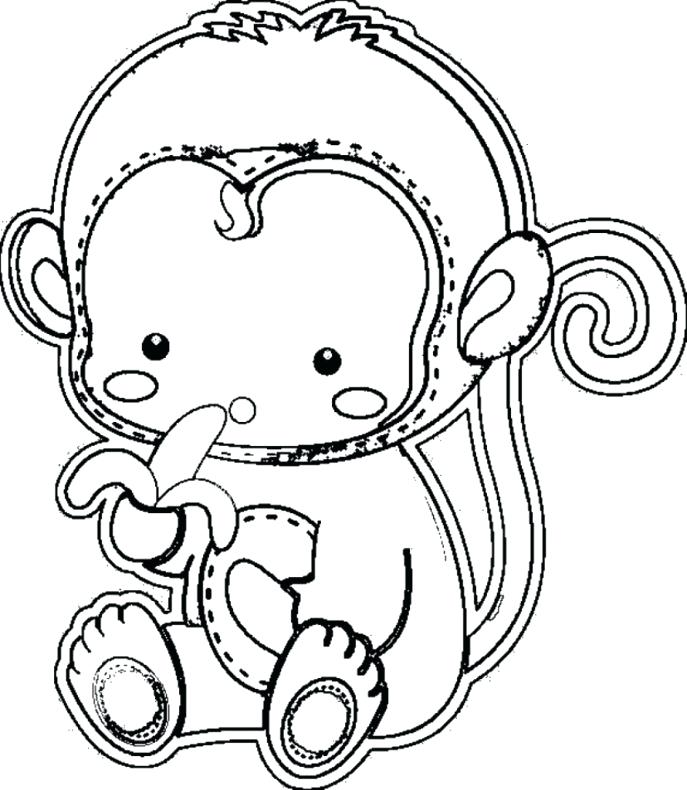 687x790 Monkey Coloring Pages Monkey In A Tree Baby Monkey Coloring Pages