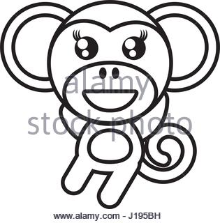 315x320 Monkey Cartoon Drawing Animal Vector Icon Illustration Stock