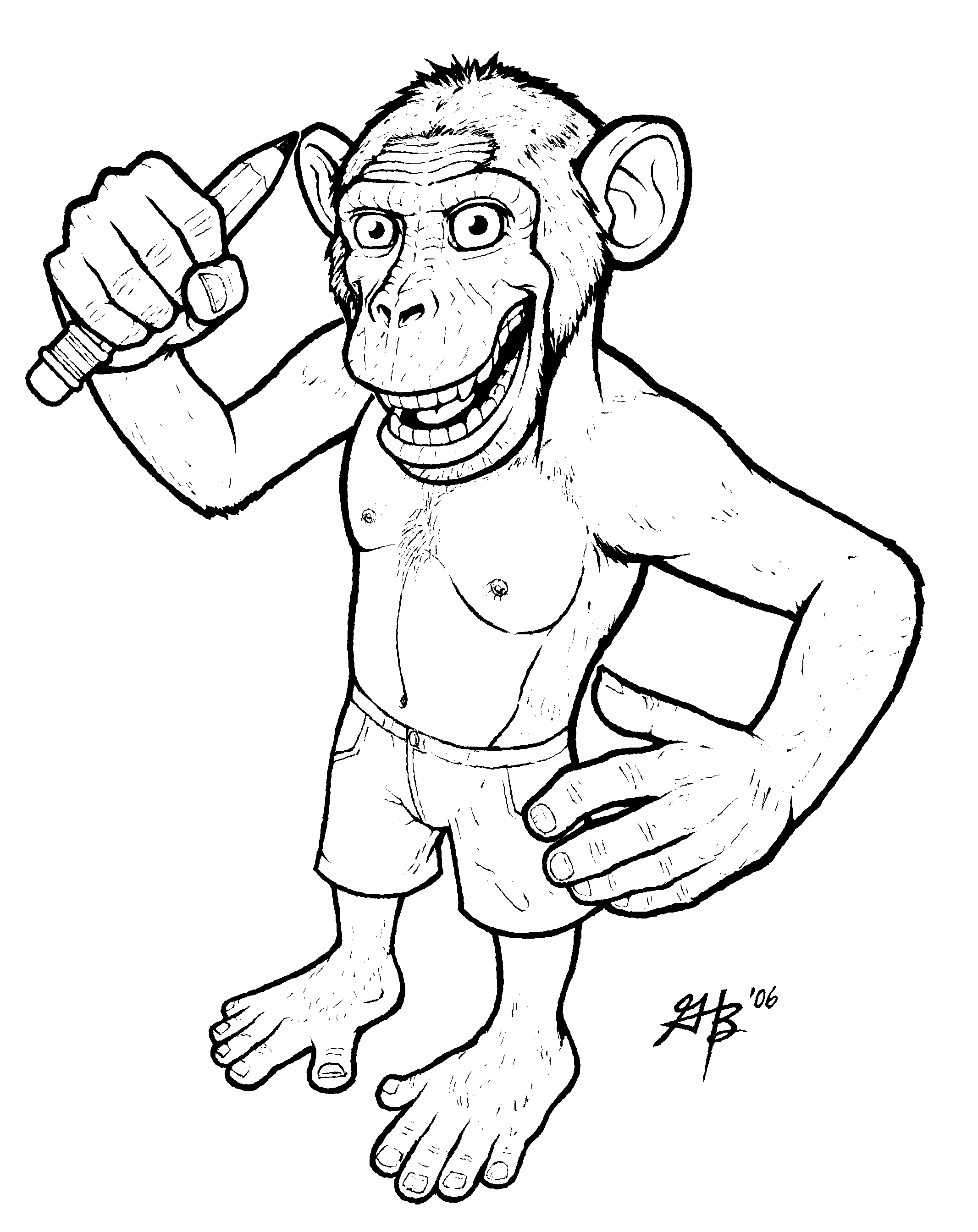 2133x2688 Pencil Monkey 06 Inks By Ghbarratt