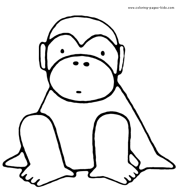 575x629 Monkey, Simple Color Page