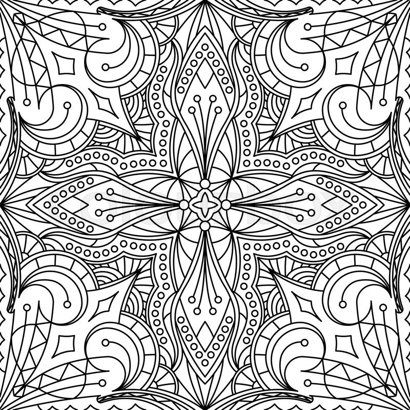800x800 Seamless Abstract Tribal Black White Pattern In Mono Line Style