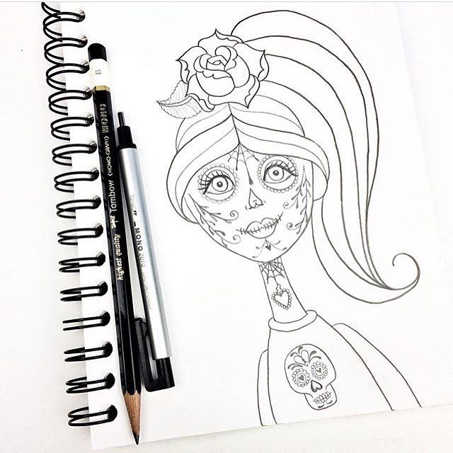 640x640 Sugar Skull Illustration Using @tombowusa Mono Drawing Pencil