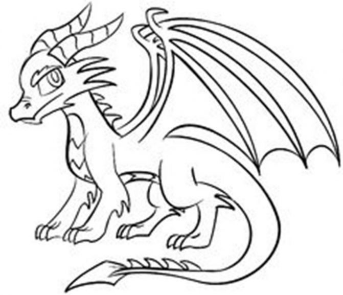671x577 Coloring Pages Simple Dragons To Draw Easy Dragon Drawings