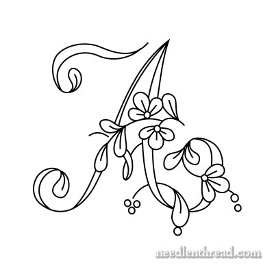 400x400 Floral Script Monogram For Embroidery A D