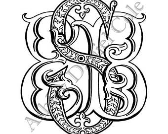340x270 Hand Drawn Monogram Etsy