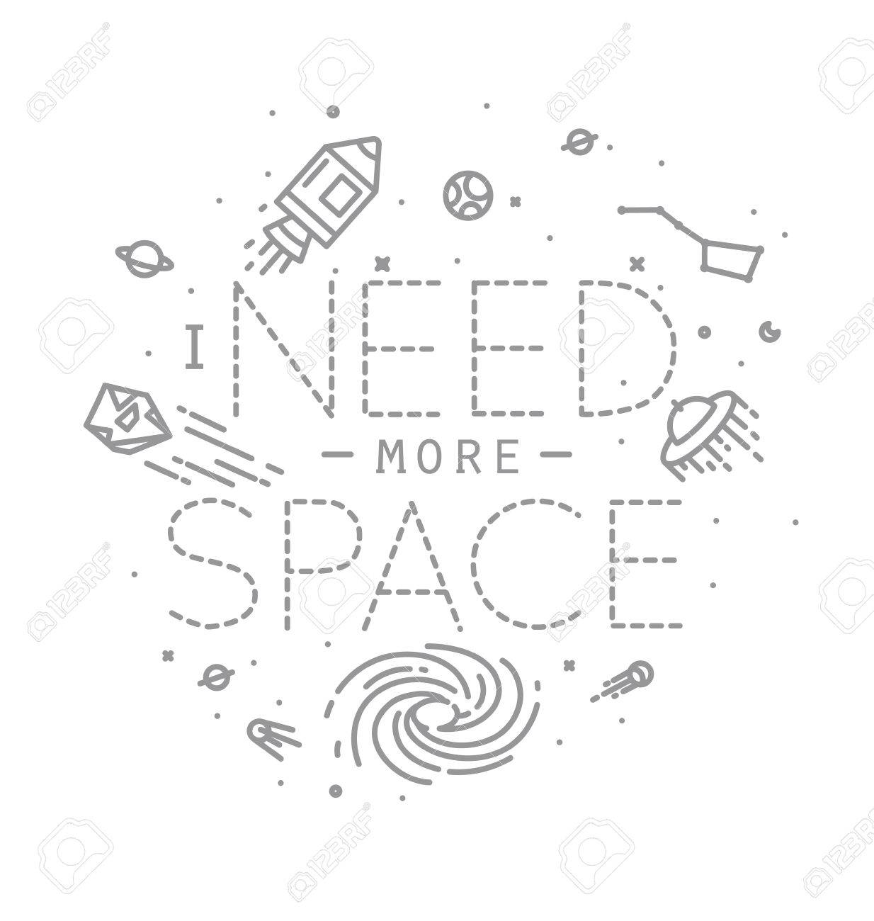1234x1300 Space Flat Monogram Lettering I Need More Space Drawing